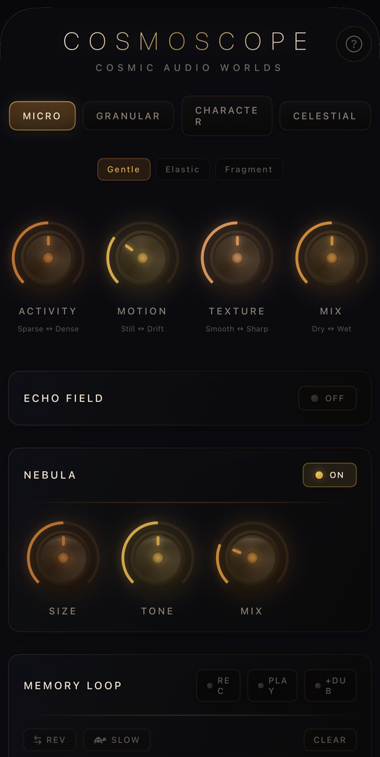 Cosmoscope cosmic audio effect interface